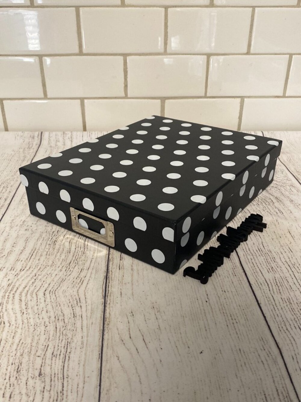 Black and White Vintage Inspired Polka Dot Photo Storage or Display Box